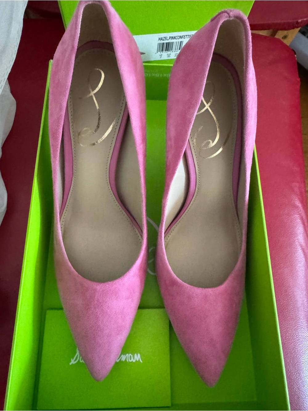 Sam Edelman Pink Suede Pointed Toe Pumps